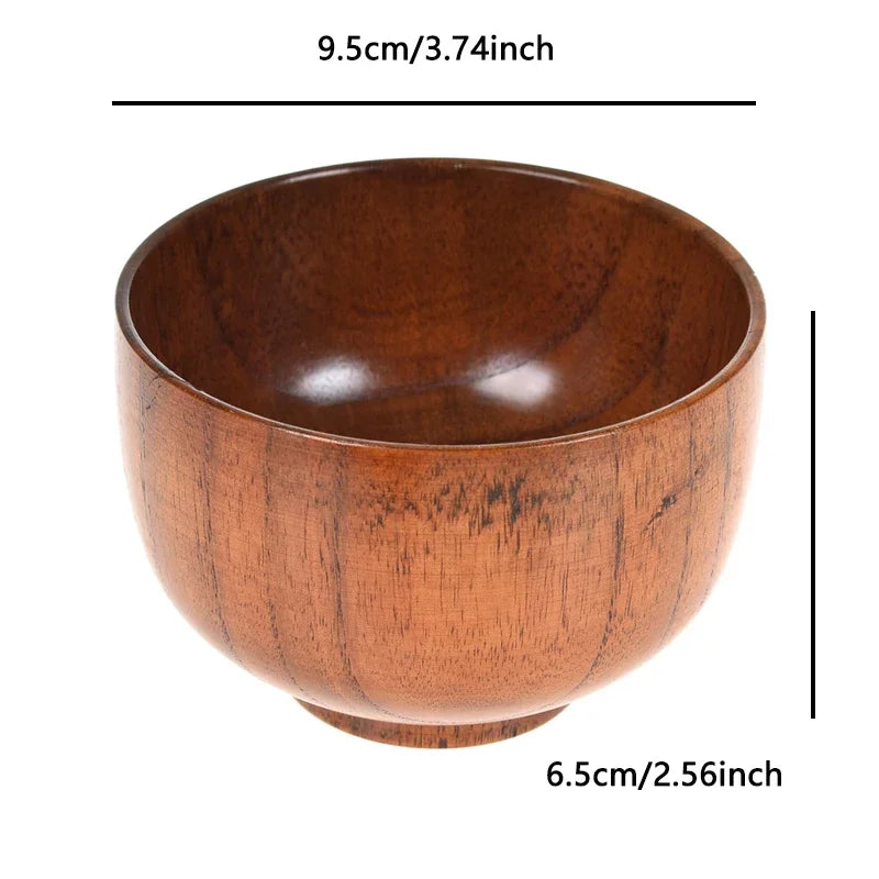 Wooden Bowl Japanese Style Soup Salad Rice Sugar Natural Coconut Grinding Tableware Food Utensil Kitchen Ramen Noodles Dinner