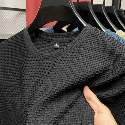 Men's Bamboo Ice Silk T-Shirt — Slim Fit Stretch Mesh Crew Neck Summer Top