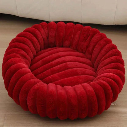 Round Bed for Dog Bed Mats Super Soft Cat Bed Long Plush for Medium Dog House Winter Warm Sleeping Dog House Supplies 40-70cm