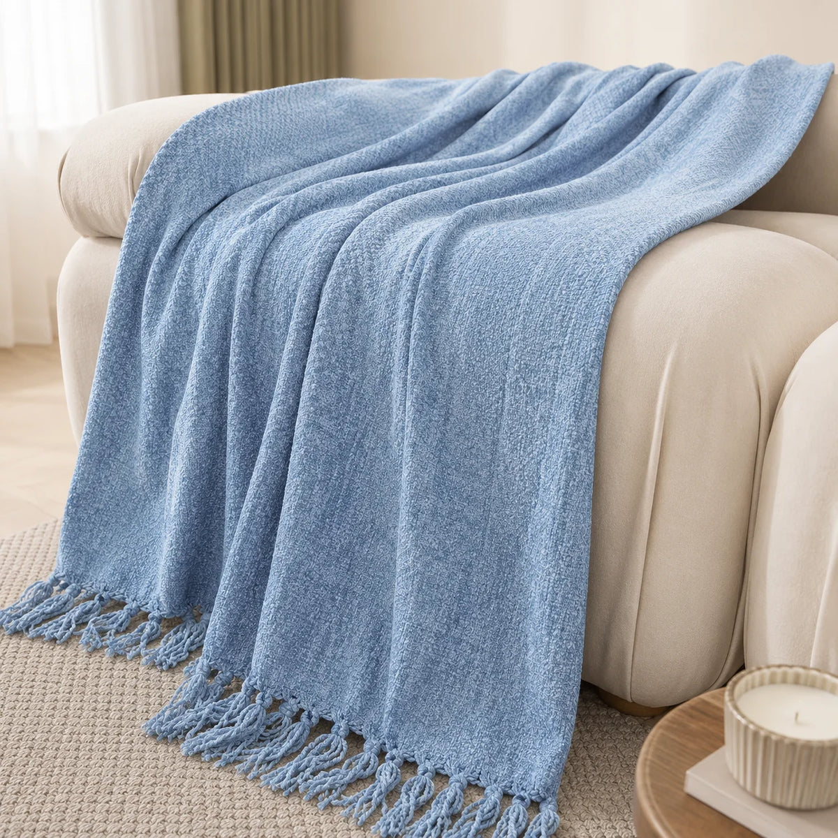 Burnt Orange Herringbone Knit Throw Blanket