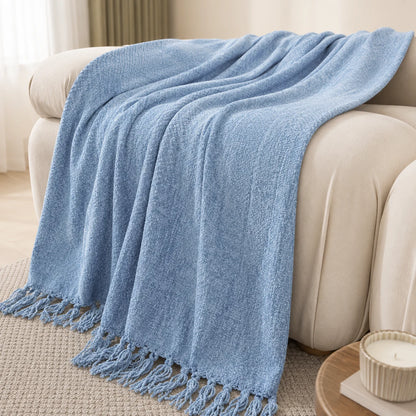 Burnt Orange Herringbone Knit Throw Blanket