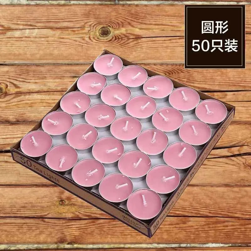 50 pieces of Round paraffin wax candle romantic layout smokeless wedding lover proposal confession smokeless tea wax