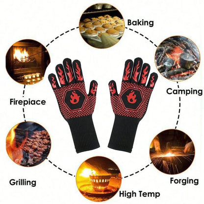 Heat-Resistant BBQ and Oven Gloves, 500°C Fireproof, Set of 2