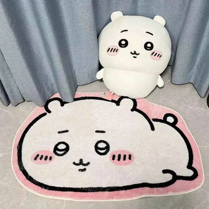 Hot Chiikawa Cartoon Rug Anime Hachiware Usagi Plush Floor Mat Bathroom Non-Slip Carpet Car Cushion Soft Living Room Decor Gifts