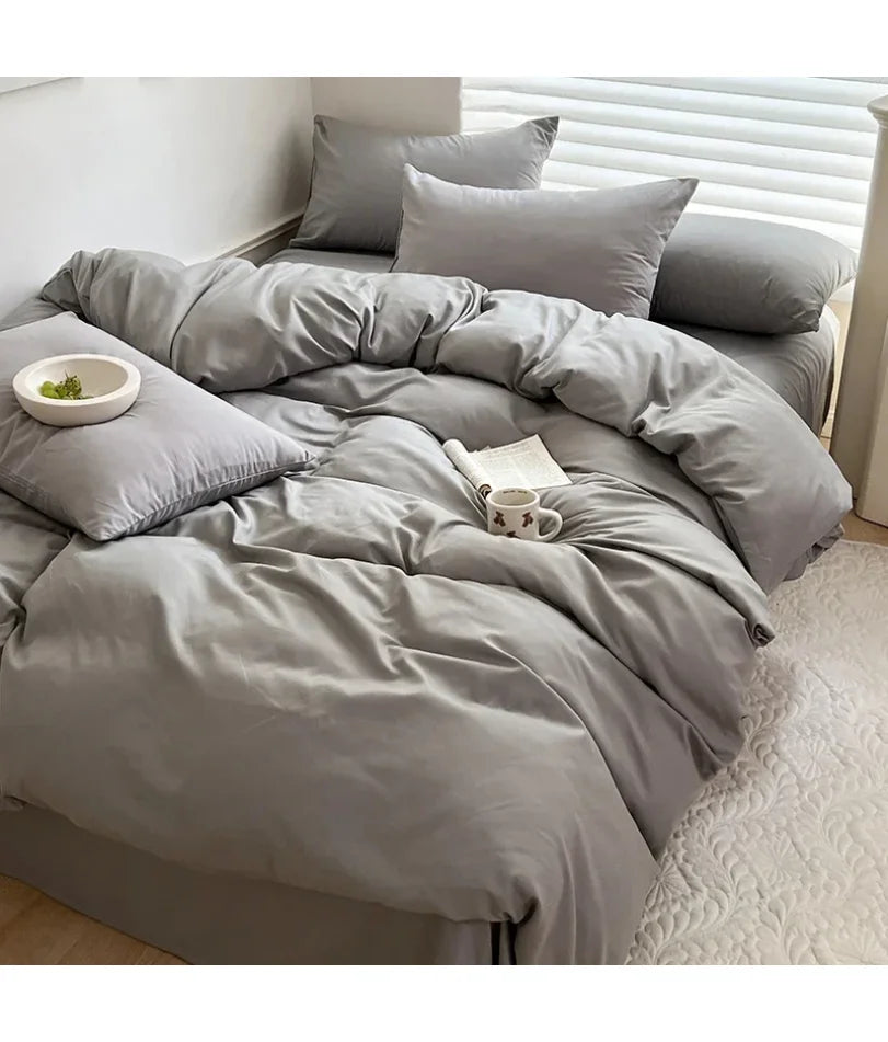 Solid Cotton Bedding Set | Duvet Cover & Sheet
