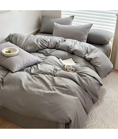 Solid Cotton Bedding Set | Duvet Cover & Sheet