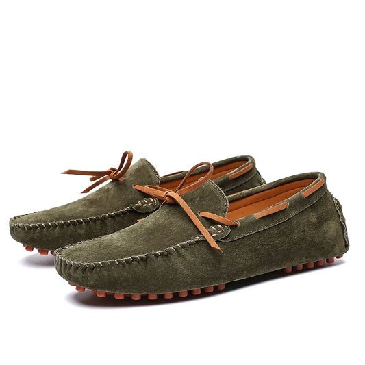 Mocassins en daim pour hommes | Chaussures de conduite classiques en cuir à enfiler | Grandes tailles 38-49