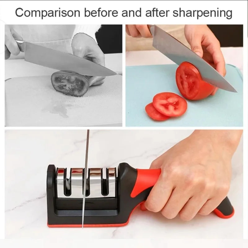 3-Stage Manual Knife Sharpener with Non-Slip Base