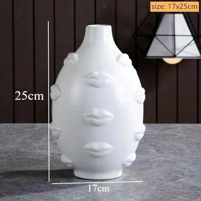 Ceramic Candlestick Art Vase Sculpture Crafts Human Face Flower Pot Handmade Garden Storage Flower Arrangement Home Decors