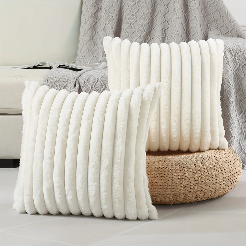 Striped Corduroy Pillow Case, Gray, Multi-Room Use