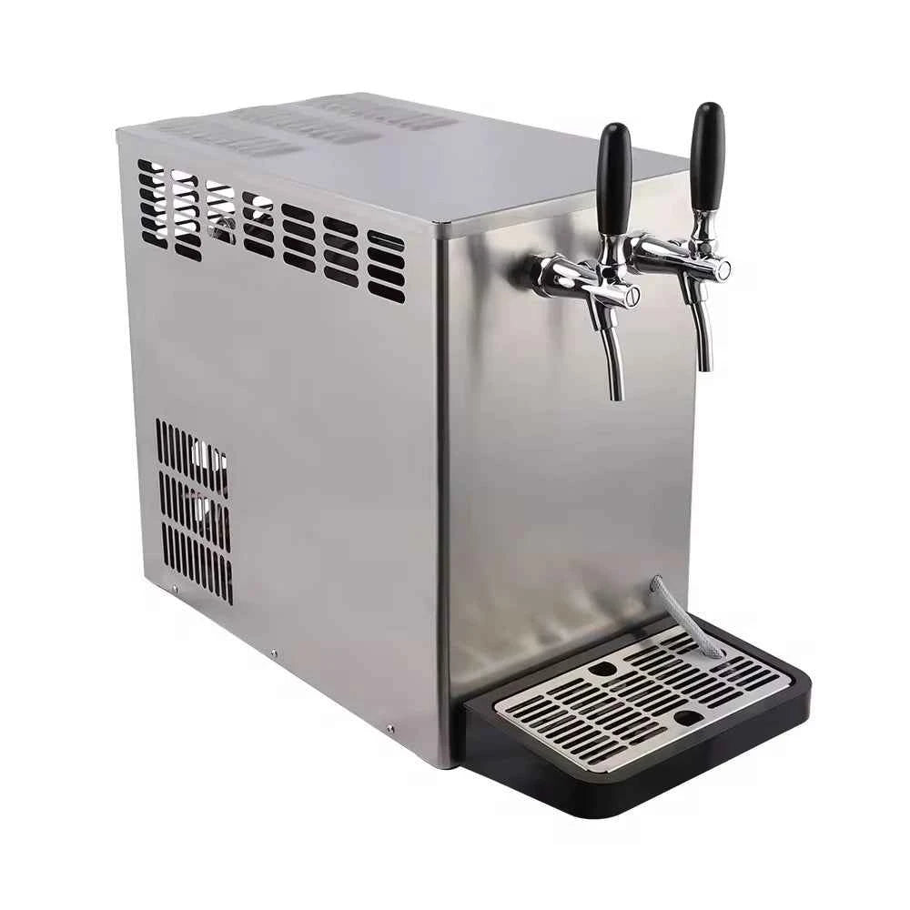 Countertop Draft Beer Cooler - Dual/Single Tap Stainless Steel Dispenser, Temperature Control, Fast Cooling, Easy Clean