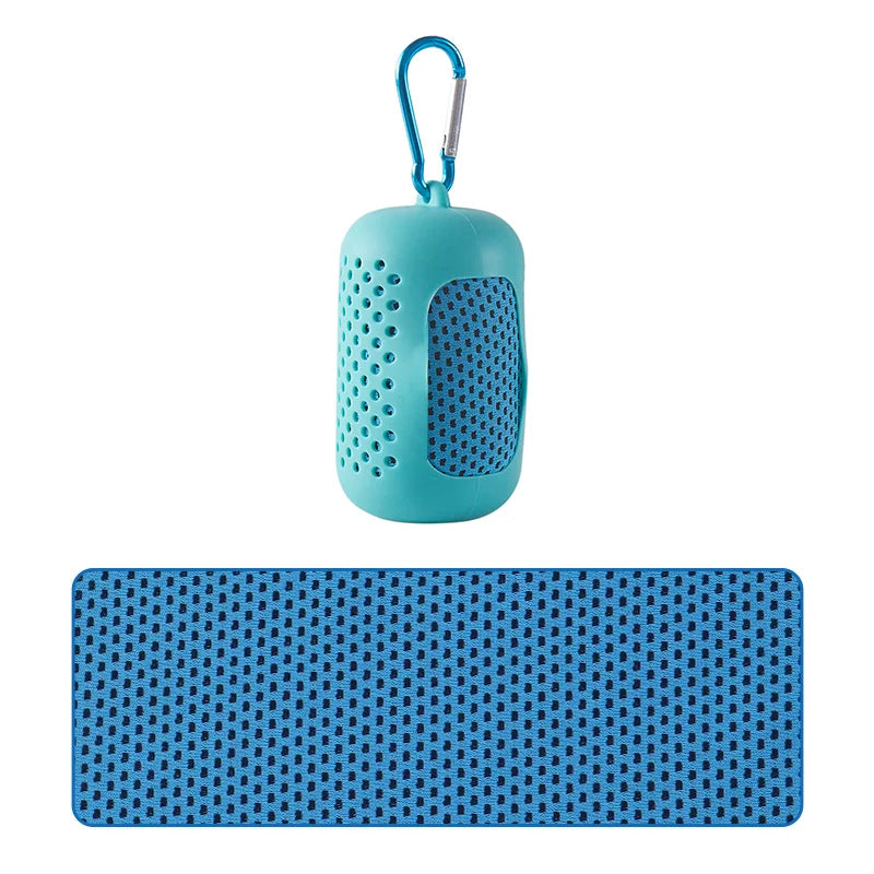 Portable Circular Silicone Wrapped Cold Towel Cooling Towel Quick Drying Polyester Fiber Towels Beach Accessories Sport Fitness