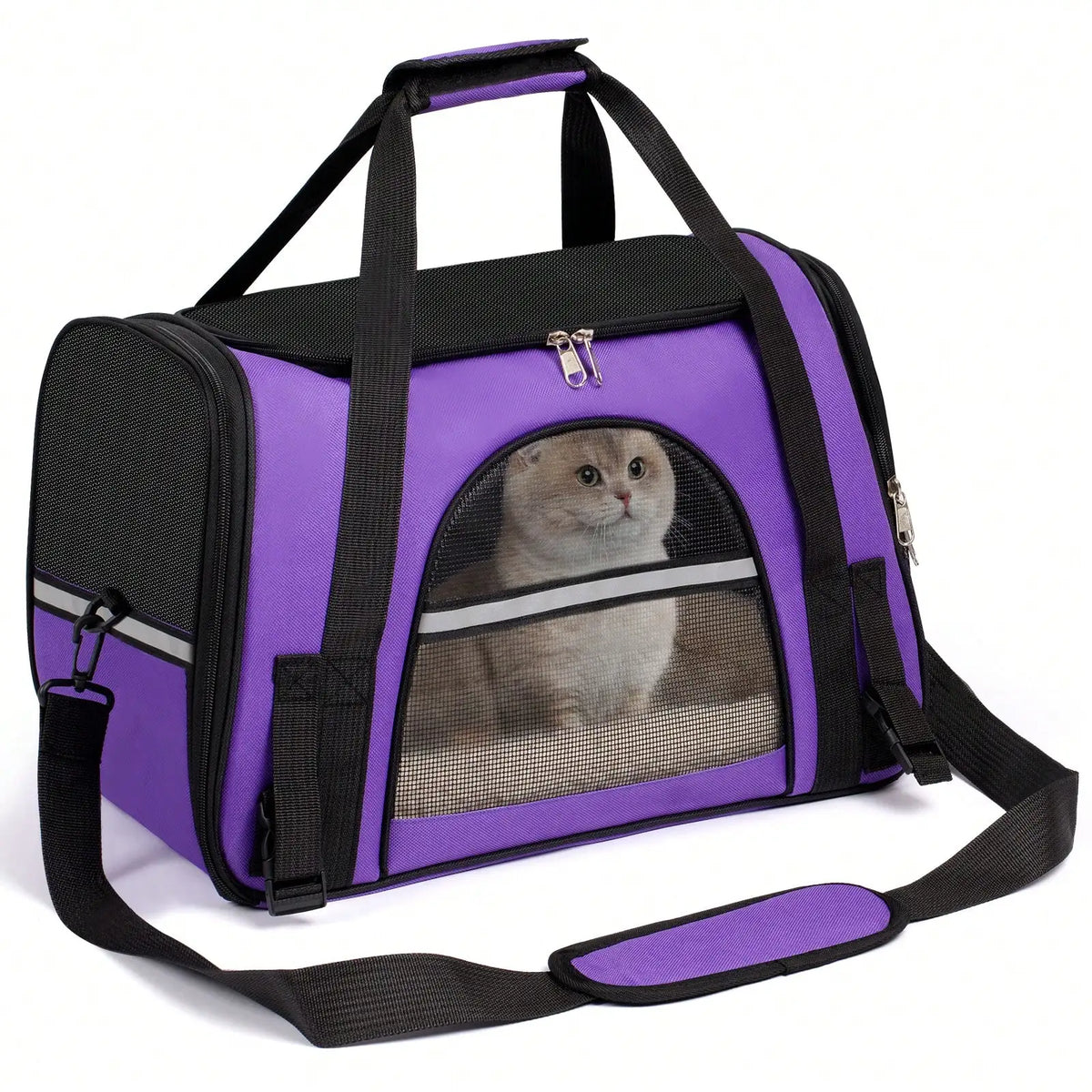 Airline-Approved Foldable Pet Carrier, Anti-Escape Zipper