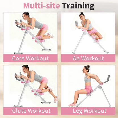 Abdominal Ab Machine Trainer Core Workout Foldable Home Gym Equipment 4-Level Waist Toner with Knee Protection 250 lbs Capacity for Men & Women