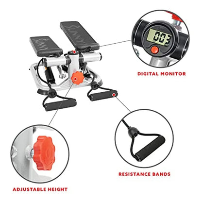 Mini Steppers with Digital Monitor and Resistance Bands, Compact Low-Impact Cardio Machines for Home Workouts