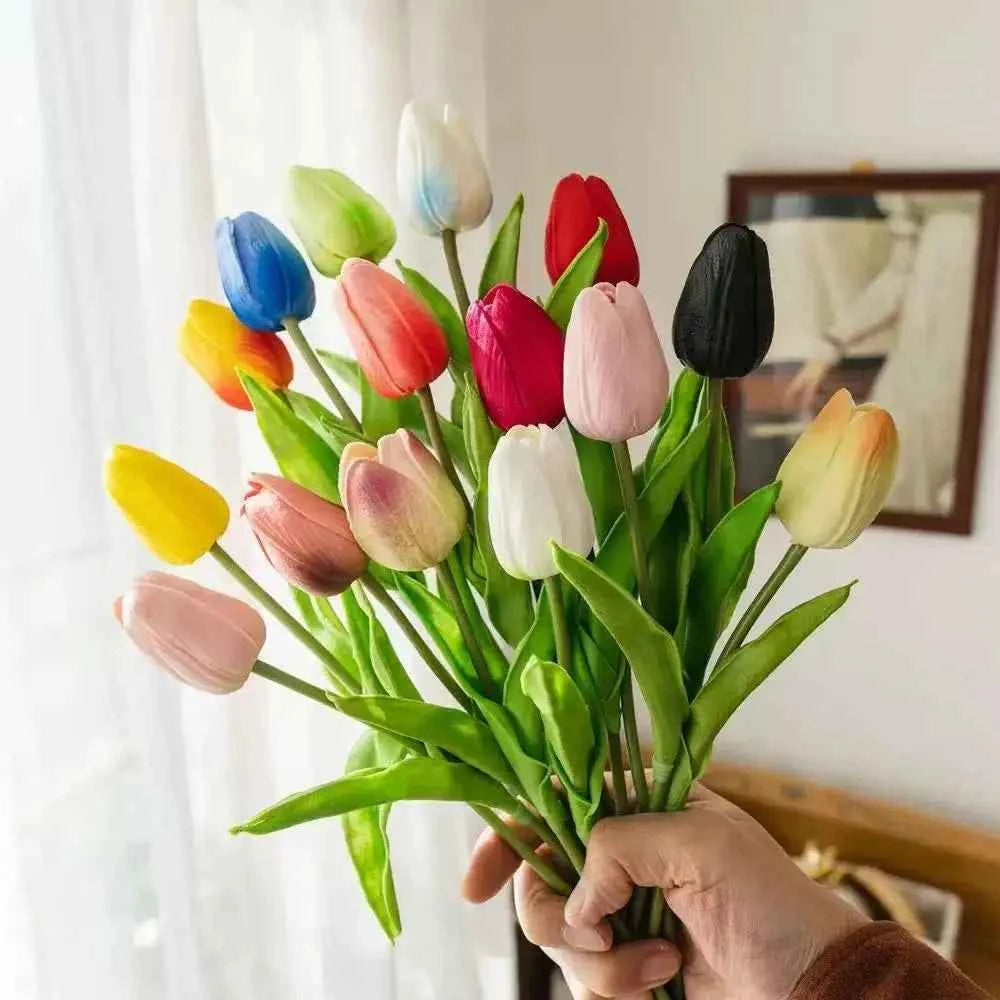 1/5/10/15PCS Tulips Artificial Flowers Real Touch Flowers Tulip Bouquet Decor Fake Tulips Flower for Home Wedding Decorations