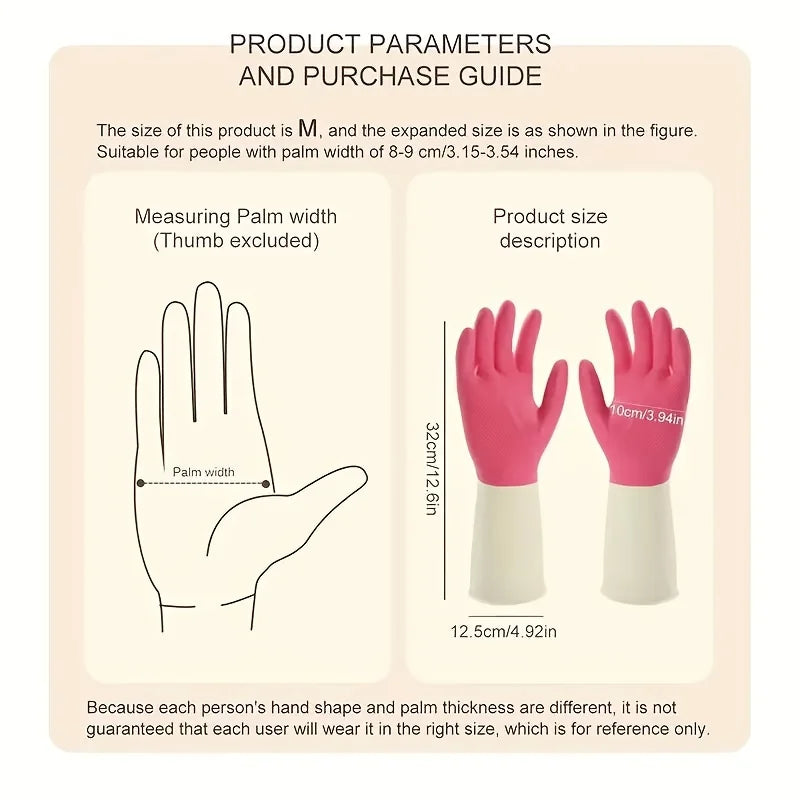 Two-color Dishwashing Gloves Kitchen Oil-proof Durable Wear-resistant Waterproof Rubber Gloves Household Dishes Cleaning Gloves