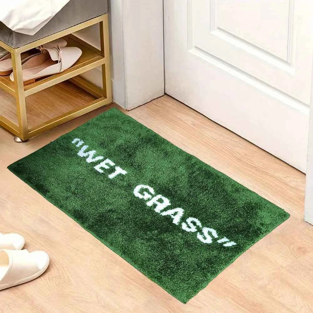 50x80cm Trendy Fashion Wet Grass Doormat Flocking Tufted Carpet Green Grass Fluffy Plush Lounge Bedroom Bedside Rug Floor Mat