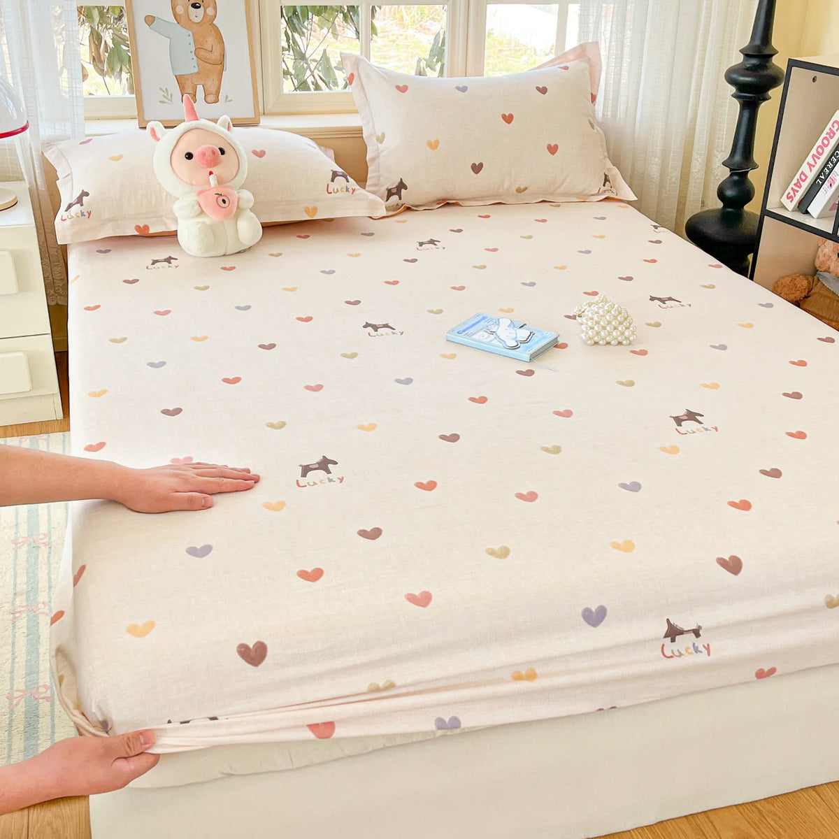 100% Cotton Cute Bear Print Bed Sheet, All Sizes