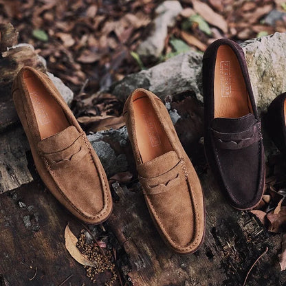 Men's Cow Suede Loafers | Classic British Style Moccasins Light Driving Flats