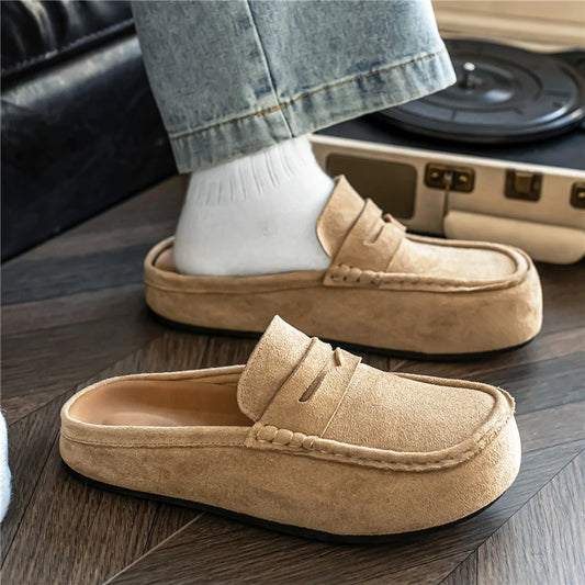 Mocassins demi-ouverts en cuir pour homme | Chaussures de conduite décontractées et respirantes