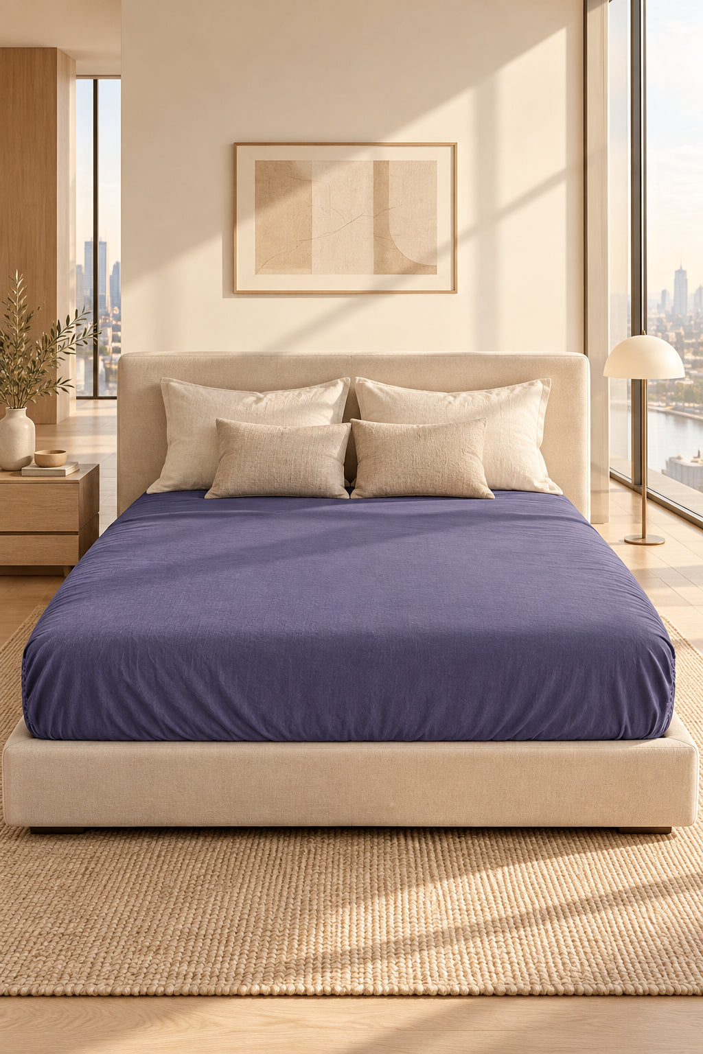 Cotton Fitted Bed Sheet with Elastic | Solid Colors