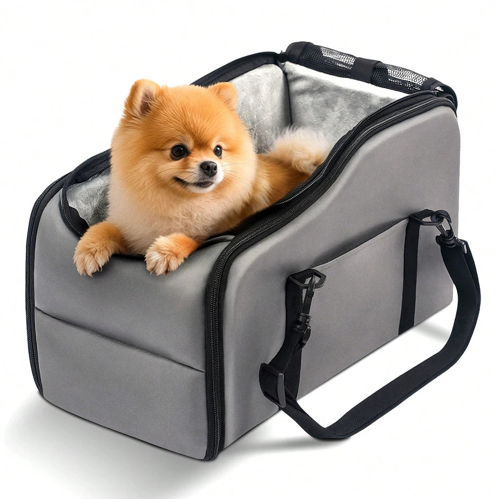 Portable Pet Car Seat with Safety Leash, Up to 12 lbs