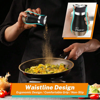 Rotatable Salt and Pepper Shaker Set with Visible Seasoning Bottles