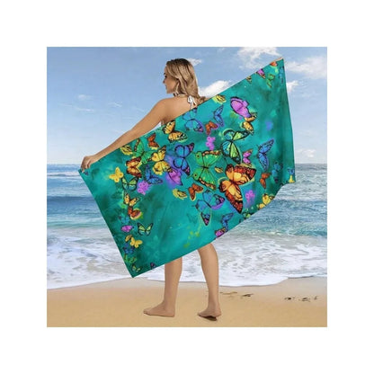 Colorful Butterfly Print Beach Towel Sun Protection Windproof Quick Dry