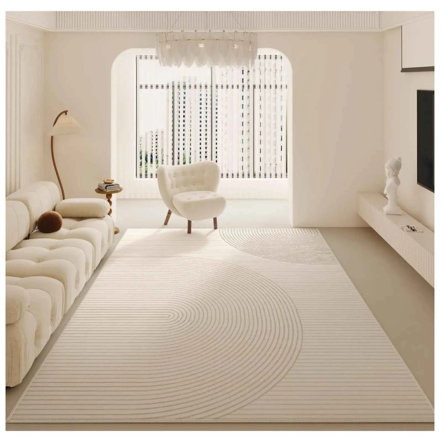 VIKAMA Simple Cream Wind Carpet Living Room Three Anti-Loop Pile Household Bedside Rug Bedroom Carpet Full Spread