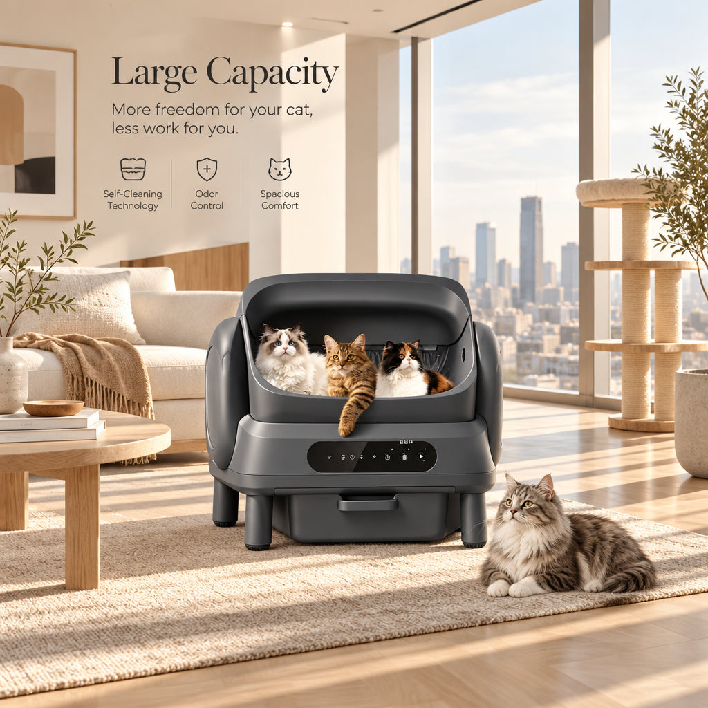 Top-Entry Automatic Self-Cleaning Cat Litter Box with App Control – Black