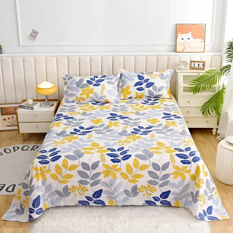 Red Floral Printed Flat Bed Sheet | Single-King