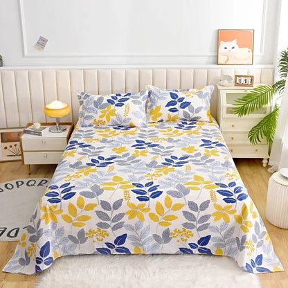 Red Floral Printed Flat Bed Sheet | Single-King