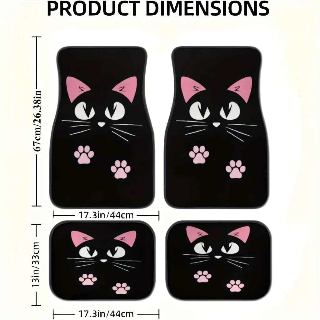 2/4pcs Car Anti-skid Mats,Car Carpets,Cute Cartoon Cat Printed Car Floor Mats,Suitable for The Front and Rear Seats of Most Cars