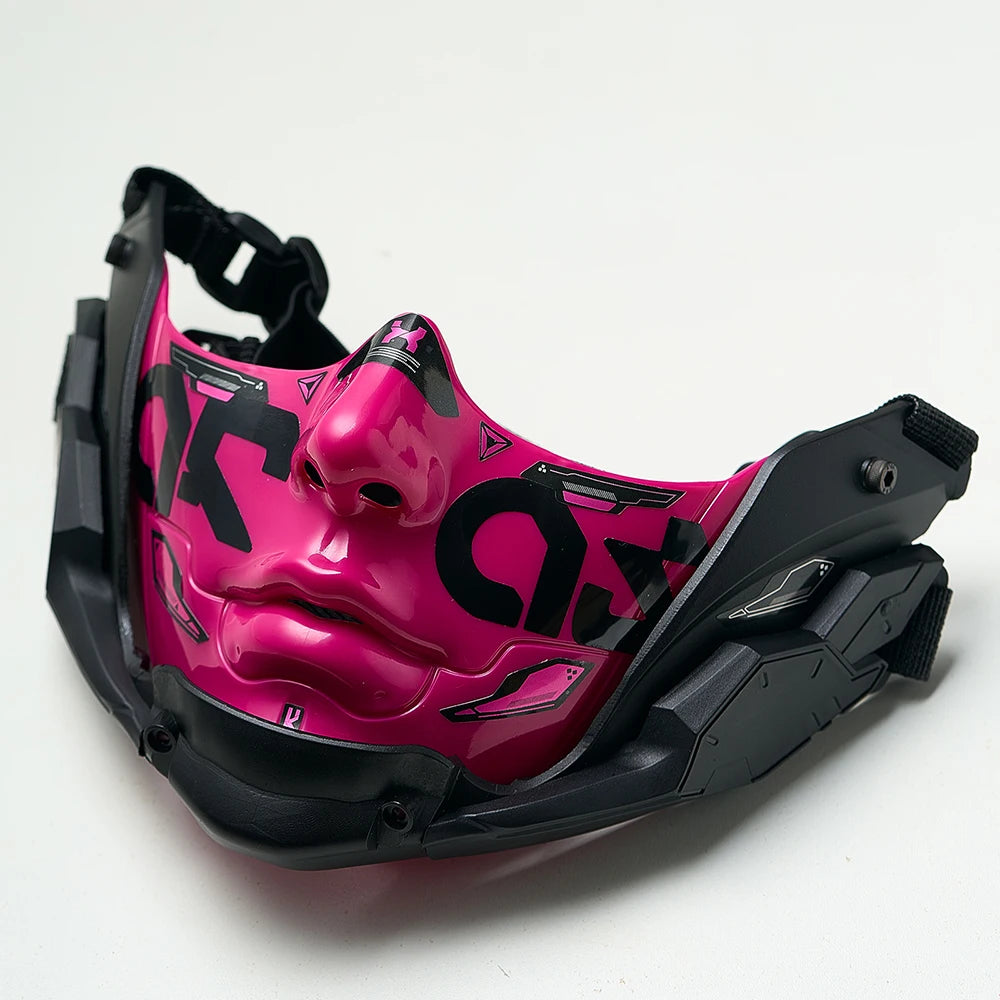JAUPTO Cyberpunk Mecha Half Mask Breathable Tactical Cosplay for Halloween Rave Streetwear