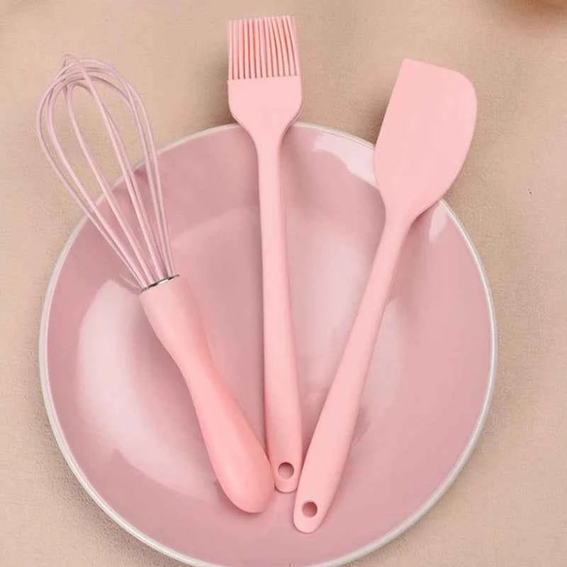 3PCS/SET Silicone Baking Set Cake Cream Spatula Scraper Kitchen Household Egg Whisk Barbecue Oil Brush Gadget Kitchen Supplies