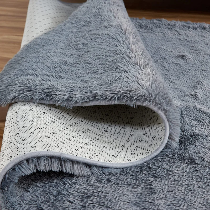 Shaggy Area Gray Rug For Living Room Super Soft Long Pile Bedroom Carpet Non-Slip Children's Home Decor Fluffy Bedside Floor Mat