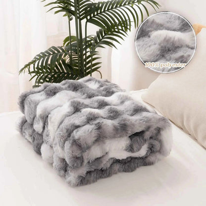 Faux Rabbit Fur Blanket for Bed,Thick & Warm Bed Blankets for Winter,Soft Cozy Fluffy Decorative Blankets for Bedroom
