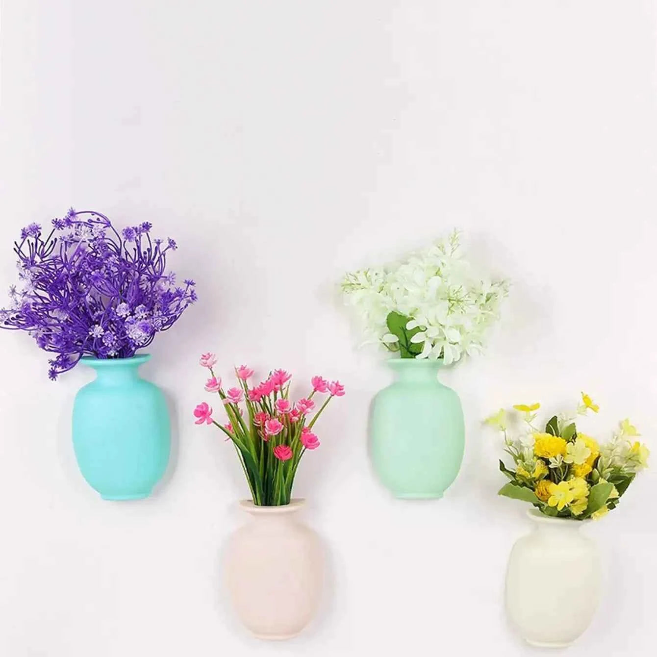 1pc, Vase Wall Mount Self Adhesive Flower Pot Hanging Decorative Reusable Wall-Mounted Flower Vase Home Decor