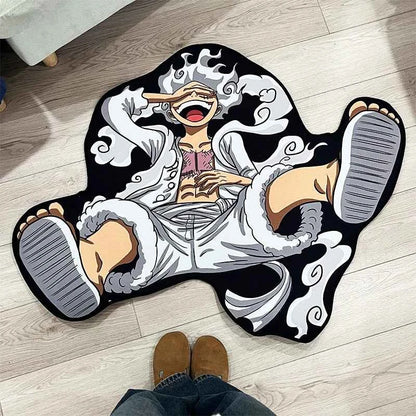 One Piece Luffy Gear 5 Plush Anime Rug - Non-Slip Soft Carpet for Bedroom Livingroom Gaming Room Decor Otaku Gift for Men & Fans