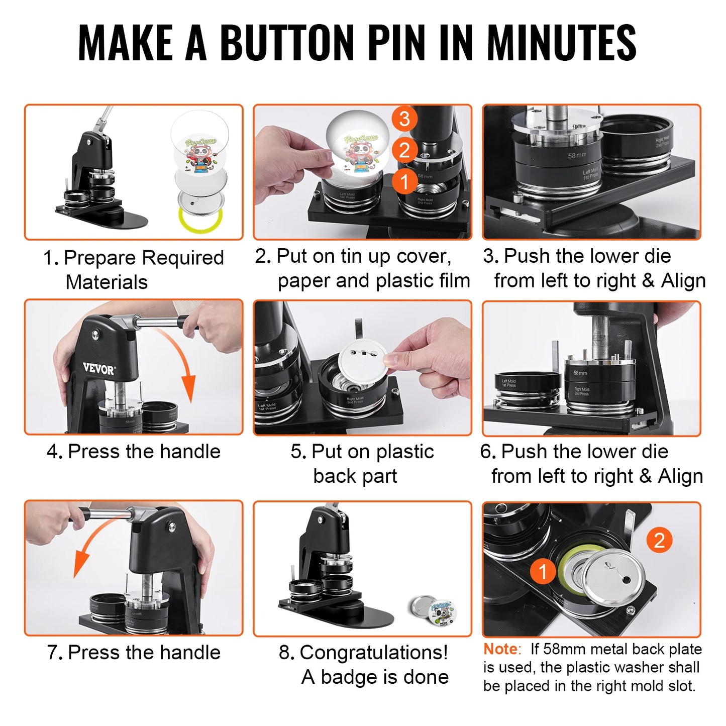 Badge Maker Machine 25+58MM/32+58MM DIY Button Pin with 500Pcs Free Parts Press Kit Circle Manufacture Button Tool