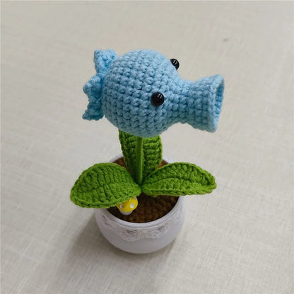 Plants Zombies Sunflower Pea Flower Pot Plants Desktop Weaving Decorations Home Office Ideal Gifts Friends Table Decorations