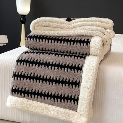 Blanket New Thickened Cloud-feel Fleece Double-layer  Plush Winter Wool Knee Nap Four Seasons Blankets for Sofas Sleeping