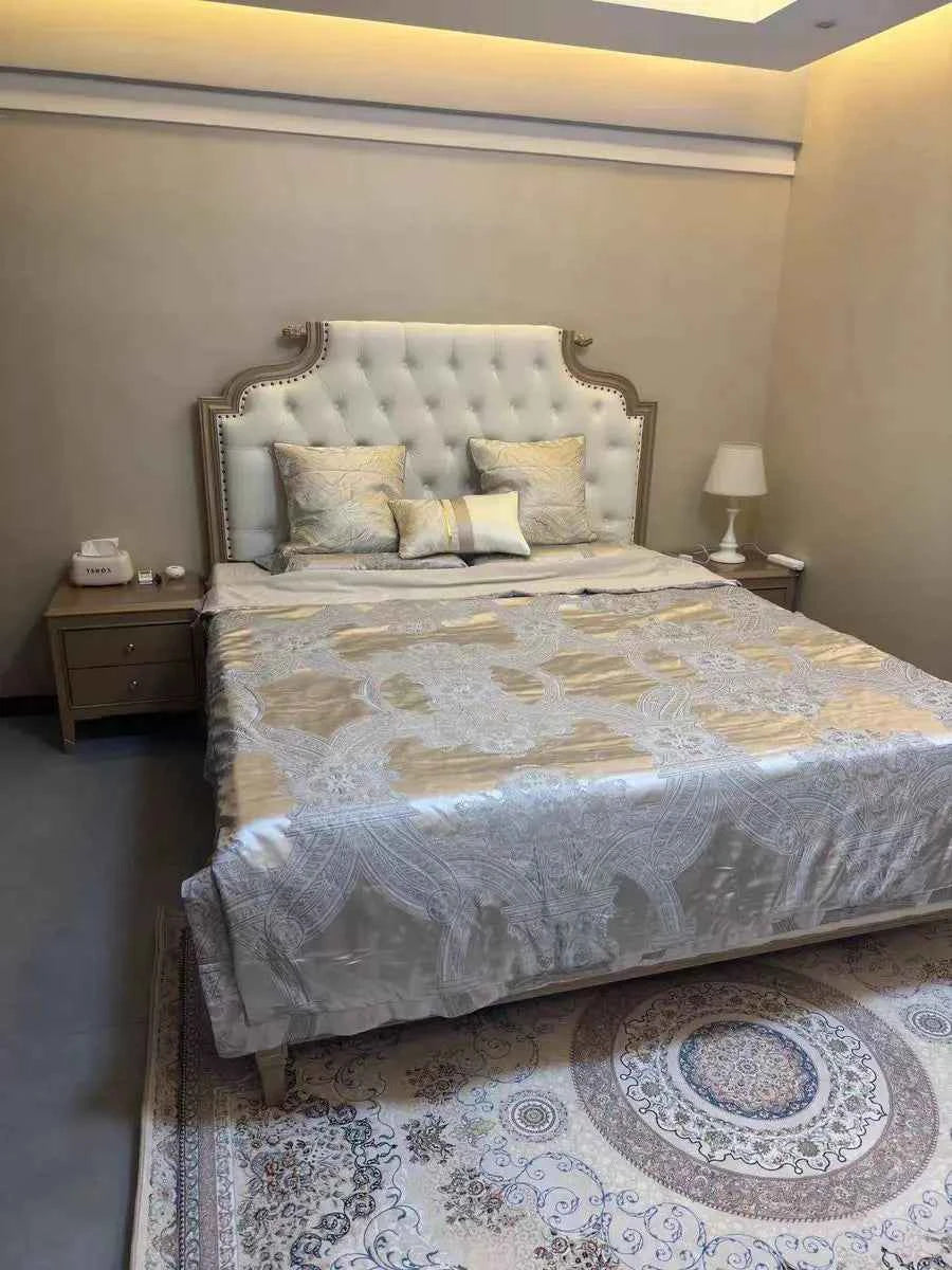 vikama French retro Persian carpet door non-slip mat living room sofa tea table crystal velvet large carpet bedroom bed rug