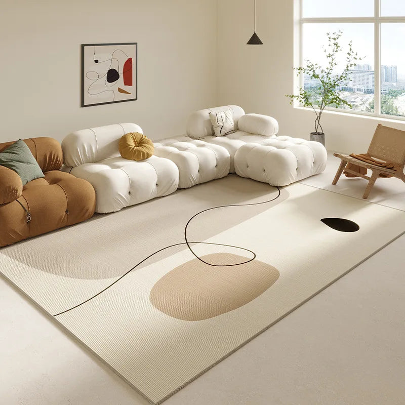 VIKAMA Simple Geometric Line Area Rug – Non-Slip Soft Flannel Carpet for Living Room & Bedroom