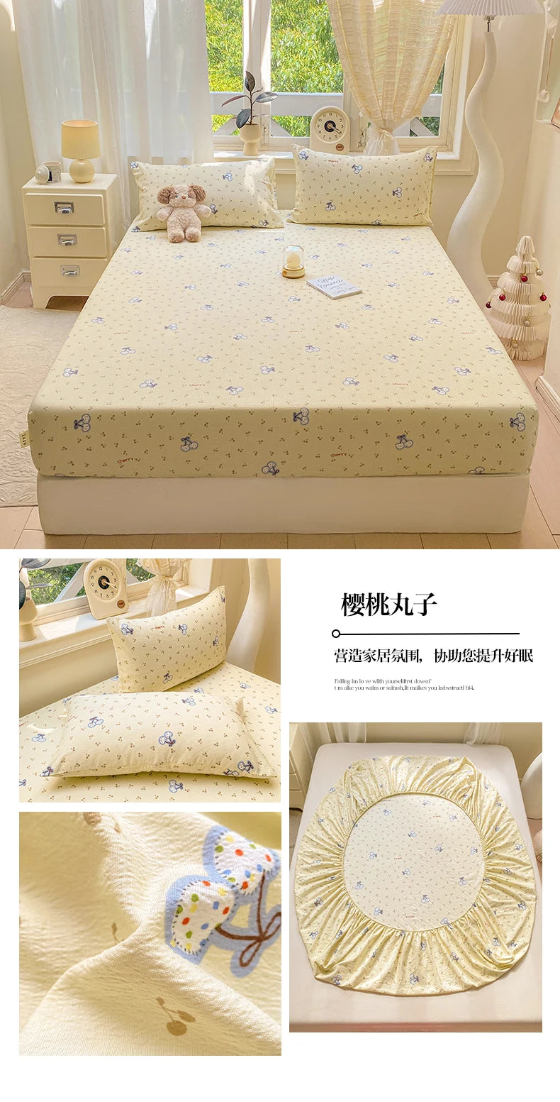 Green Floral Fitted Bed Sheet | Single, Queen, King