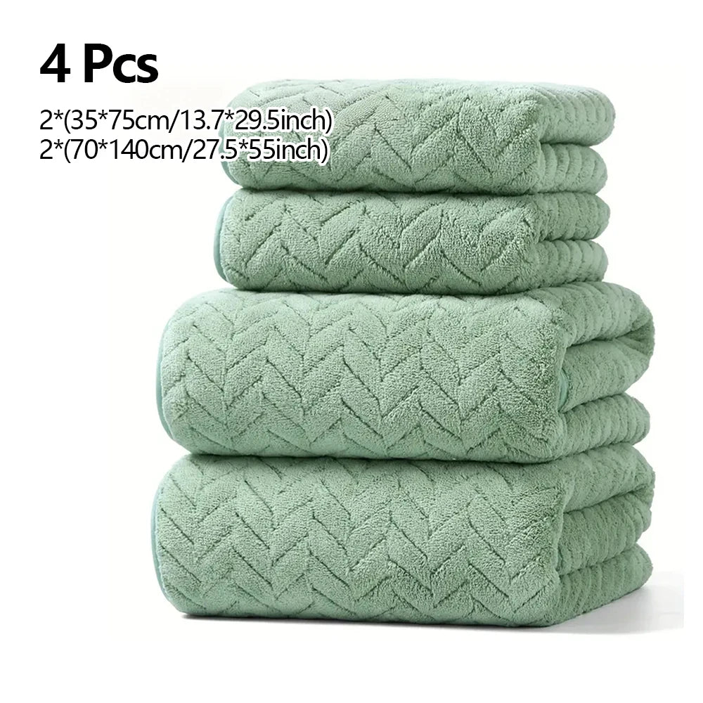 4/6 Pcs Towel Set - Soft Hand Towel Absorbent Bath towel Set 2 Size