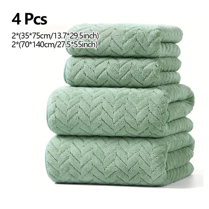 4/6 Pcs Towel Set - Soft Hand Towel Absorbent Bath towel Set 2 Size