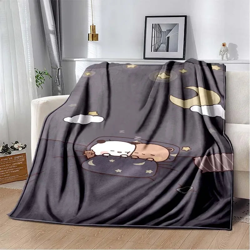 HD Cartoon Printed Bear Dad Blanket Cute Cloth Dudu Series Children's Warm Flannel Soft and Comfortable Home Bed Warm Gift