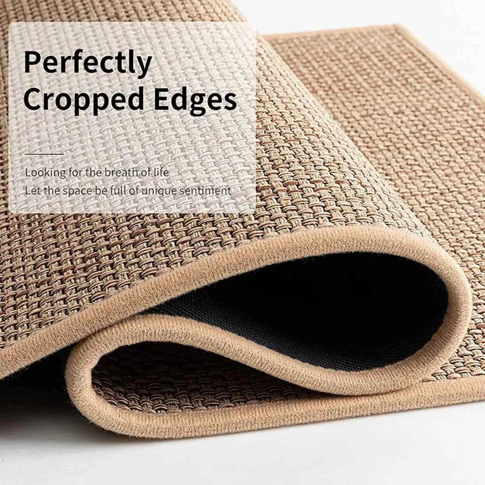 Washable Non-slip Kitchen Rug Faux Sisal Running Rug, Faux Woven Kitchen Mat Kitchen Runners With Back Made Of Natural Rubber